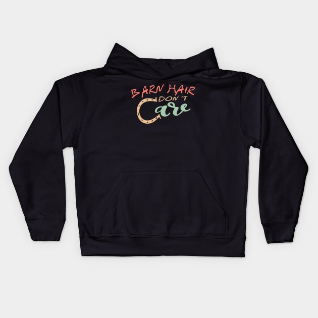 BARN HAIR DON'T CARE Kids Hoodie by JeanettVeal